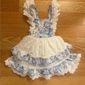 Blue and White Ruffled Bunny Easter Dress
